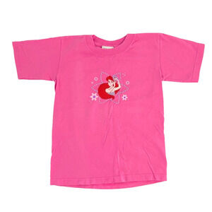 Vintage Disney Ariel Little Mermaid Pink T-Shirt Tee Top Size 4T